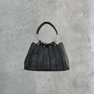 2000s black structured leather bag